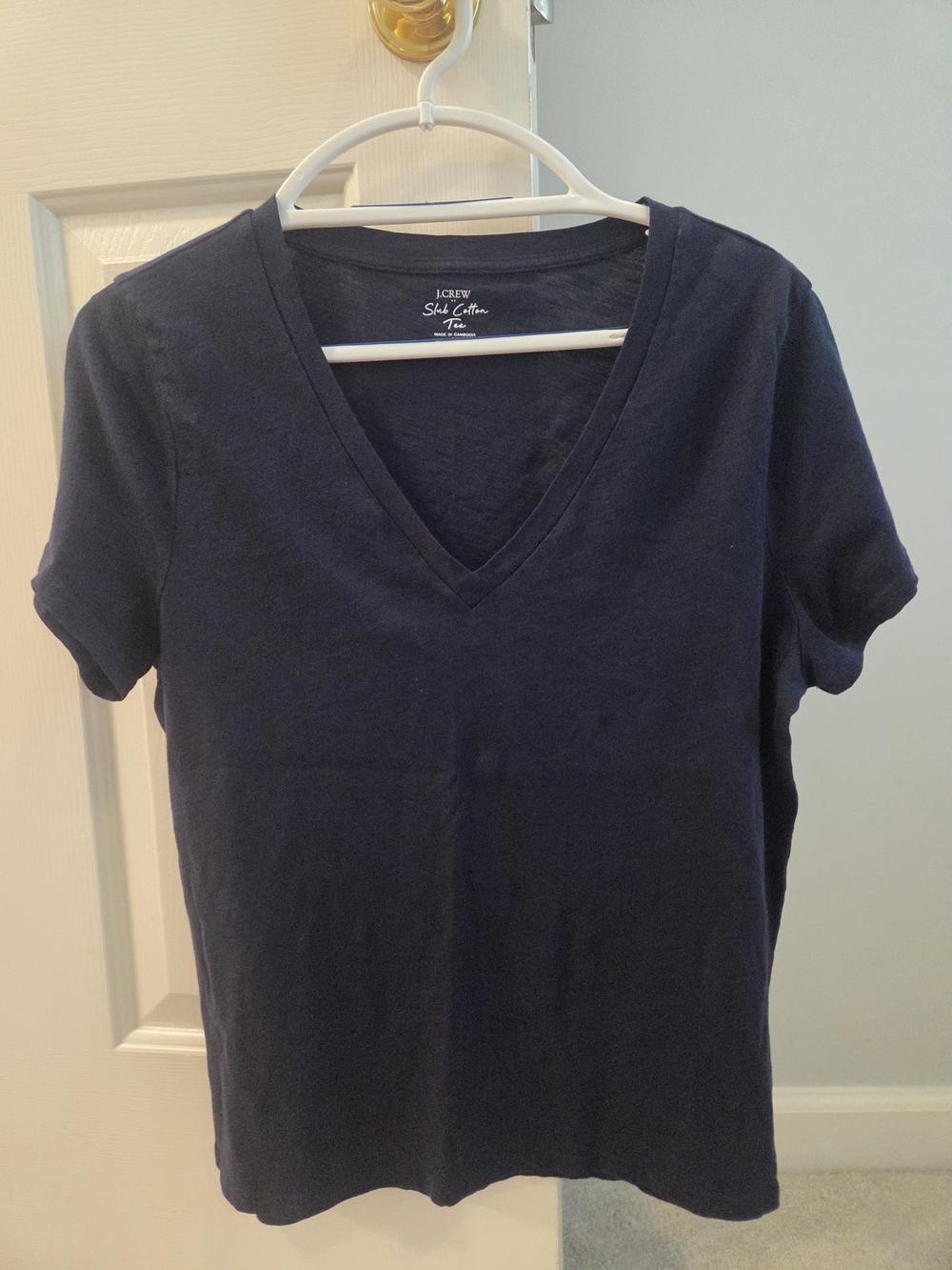 J. Crew Cotton V-Neck Tee in Navy Blue